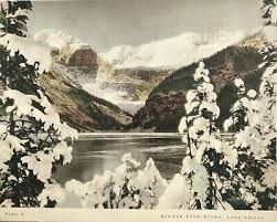 Hand-Colored Vandyck Photogravure - SUMMER SNOW STORM ON LAKE LOUISE - 1931 | eBay