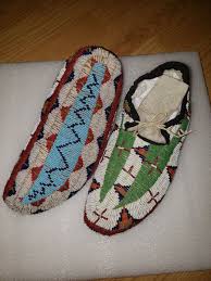 Fully Beaded Sioux Ceremonial Moccasins Sinew Sewn | eBay