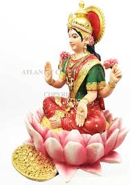 Lakshmi Hindu Goddess on Lotus Statue Sculpture | eBay