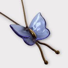 Baccarat Purple Crystal Butterfly Gold Necklace 18K Yellow ...