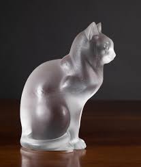 Lot - FRENCH LALIQUE FROSTED GLASS CAT