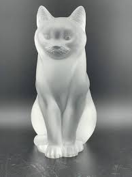 Vintage Lalique Frosted Crystal Cat Figurine - CHAT ASSIS Signed - Etsy
