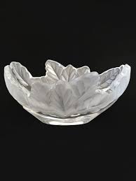 Lalique Vintage Frosted Crystal Bowl With Leaf Motif - Etsy