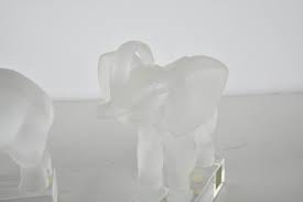 Lot - PAIR OF LALIQUE MOLDED GLASS ELEPHANTS
