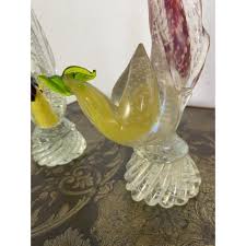 Pair of Italian Murano Roosters C. 1930's | Chairish