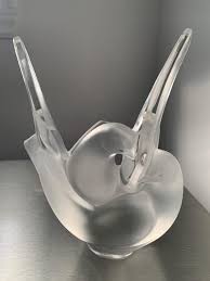 Lalique Two Entwined Doves "sylvie" Frosted Crystal Glass Vase Paris France - Etsy