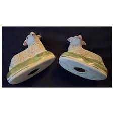 Pair 19TH Century Antique Staffordshire Sheep Statues. For Sale at Ruby Lane