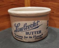 1 ANTIQUE LAMBRECHT STONEWARE BUTTER CROCK MILWAUKEE/CHICAGO ...