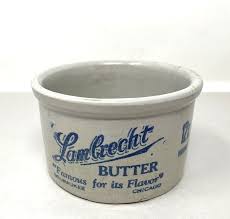 Vtg Lambrecht Butter Crock Stoneware "Famous For its Flavor ...