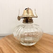 Vintage Midcentury Modern Glass Oil Lamp With Brass Top - Etsy