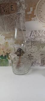 Vintage Hurricane Lamp Light Farms Clear Pressed Glass Oil Lamp Font Queen Anne Style Burner and 8 Inch Chimney . This Oil Kerosene Lamp By - Etsy