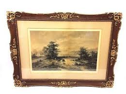 Black & White Framed Print Wood Gold Colored Molding Frame Oiwala? Art | eBay