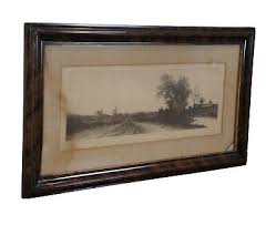 Antique 19thC Ernest C. Rost Radtke Lauckner Landscape Windmill Etching 31" | eBay
