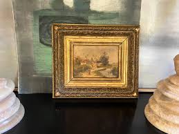 Mid 19th Century Signed and Framed French Oil Painting on Wood For Sale at 1stDibs