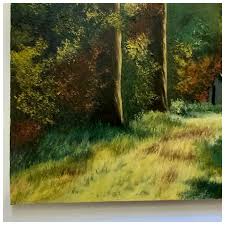 H Seley, Rural Cabin In The Woods Oil Painting. For Sale at Ruby Lane