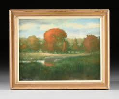 Lot - CHRIS BURKHOLDER (American/Texas b. 1952) A PAINTING, "Autumn Pool II," 1981