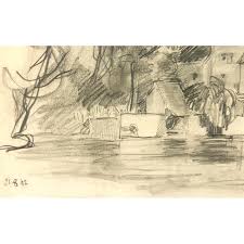 Pencil Landscape - the Old Mill | Chairish