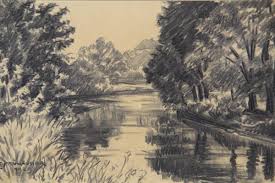 Karl Prühäuser Dachauer Maler Bleistiftzeichnung 1929 Amper ...