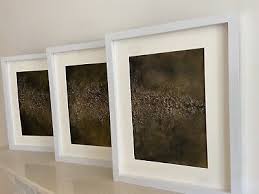 Set of 3 - Textured Black And Gold Hand Painted Artwork In ...