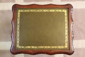 Beautiful Nest of Tables with Green Leather Top For Sale at 1stDibs