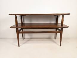 Vintage Mid Century Modern Walnut Tiered Console Table - EPOCH