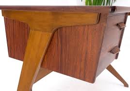 Danish Mid-Century Modern Teak Asymmetrical Z Shape Base Low Profile Desk Mint! For Sale at 1stDibs | danish mid century modern desk, mid century danish desks