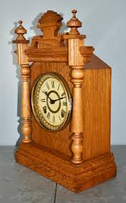 Antique Oak Victorian Style Carved Mantel Clock W/Pendulum ...