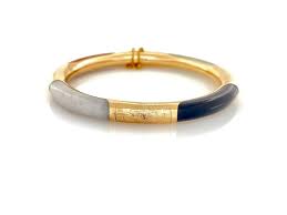 Sold at Auction: 14K YELLOW GOLD MULTICOLOR JADE HINGED BANGLE