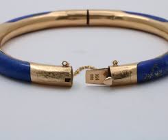 Vintage Lapis Lazuli 14K Yellow Gold Hinge Bracelet – nowandforeverjewels