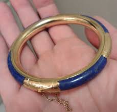 Vintage Heavy 14k Gold natural blue Lapis Bangle Bracelet 33.1g | eBay