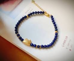 Starlight Sky Natural Lapis Lazuli 18K Accessories Pearl Design Single Circle Bracelet s - Shop Angel's tears Jewelry Design Necklaces - Pinkoi