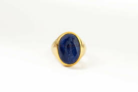 Natural Lapis Lazuli Gemstone With 14K Gold Plated Silver ...