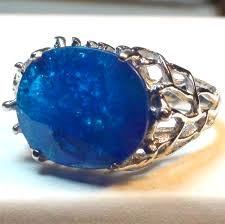 BIG! 12.0ct NATURAL TRANSPARENT BLUE APATITE RING 925 ...