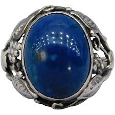 Antique Arts & Crafts Sterling Silver Ring Sodalite Solitaire ...