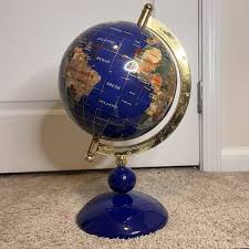 Vintage Blue Lapis World Globe With Semiprecious Gemstones ...