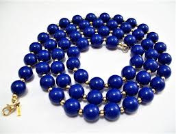 Monet Blue Necklace Gold Tone Vintage Patent Pending 1960s Lucite Round 6mm Beads Small Spacer Accents Lobster Claw Clasp Hangtag - Etsy New Zealand