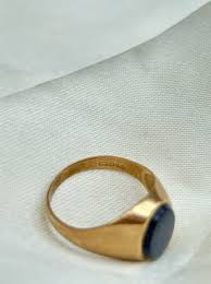Vintage 9ct Gold Blue Stone Glitter Signet Ring — Gembank1973