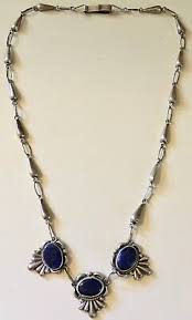 STUNNING VINTAGE STERLING SILVER LAPIS NECKLACE MEXICO ...