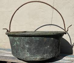 BIG ANTIQUE FRENCH Cooking Pot FIRE PIT PLANTER LOG STORAGE GARDEN Copper Metal | eBay