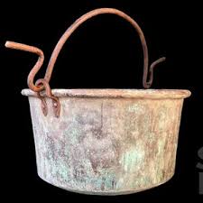 Large Iodised Artisan-made French Copper Cauldron / Log Bucket / Planter With Iron Handle - Etsy India