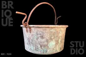 Large Iodised Artisan-made French Copper Cauldron / Log Bucket / Planter With Iron Handle - Etsy
