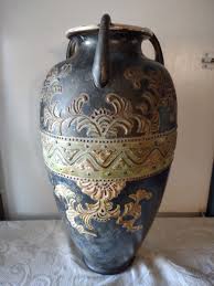 Antique Japanese Satsuma Vase Figural Floral Motif 3 Handle Japan Unsigned 18.5" | eBay