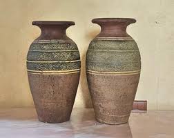 Handcrafted Terracotta Vases or Planters, Large Vintage Clay Pottery Vases, a Pair - Etsy
