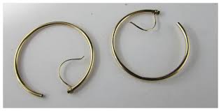 14 Karat Yellow Gold Pierced Hoop Earrings - Ruby Lane
