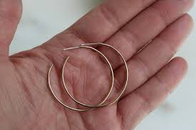 Minimalist 14k Gold Filled Hoop Earrings, Handcrafted Hammered Earrings, Everyday Chic Post Earring, Gift for Her, Polished Finish, 16 gauge | MakerPlace by Michaels