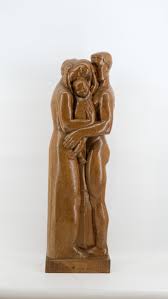 Sold at Auction: A large Belgian Art Deco style carved wood sculpture group by Gustave VAN DEN MEERSCHE (1891-1970).