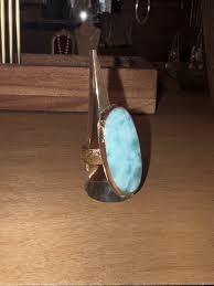Larimar Slab on 14k Gold Filled Ring- Size 9 – Toasted Jewelry
