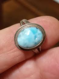 Vtg Sterling Silver Artisan Made Larimar Gemstone Ring Modernist 60s sz 6.5 | eBay