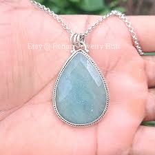 Natural Aquamarine Drop Pendant, 925 Sterling Silver Pendant ...