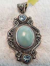 Larimar/Aquamarine Sterling Silver Pendant 1.65" | eBay